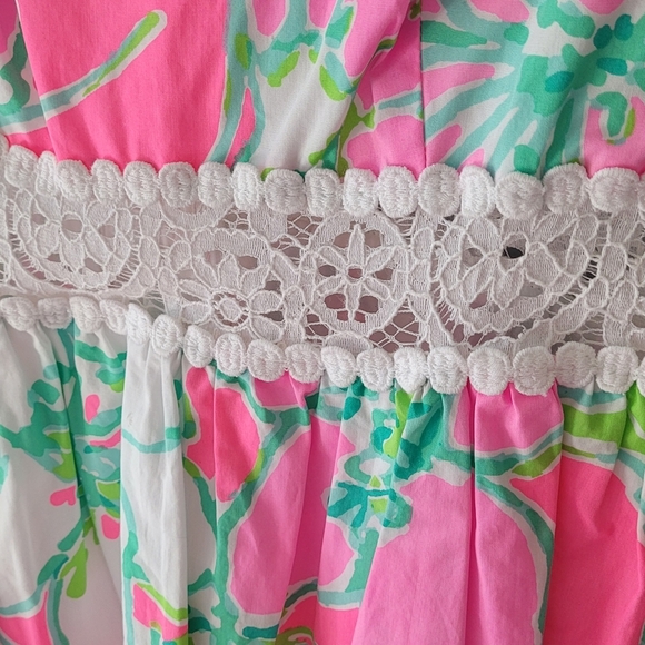 Lilly Pulitzer Floral Print Polished Cotton Shift Dress Size 00 - Picture 4 of 6